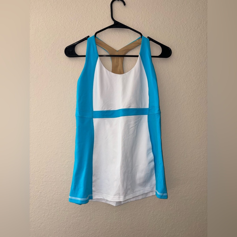 Lululemon Athletica Blue and White Tank Top